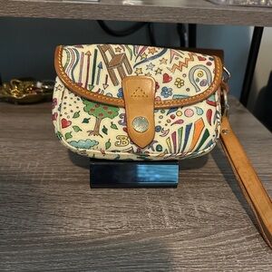 Dooney & Bourke Multicolor Patterned Clutch with Tan Accents